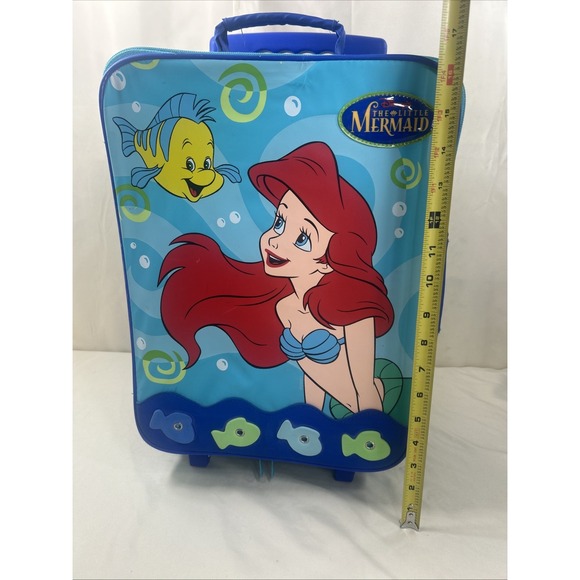Vintage Disney 90s The Little Mermaid Ariel Rolling Suitcase Luggage Flounder - Picture 14 of 14
